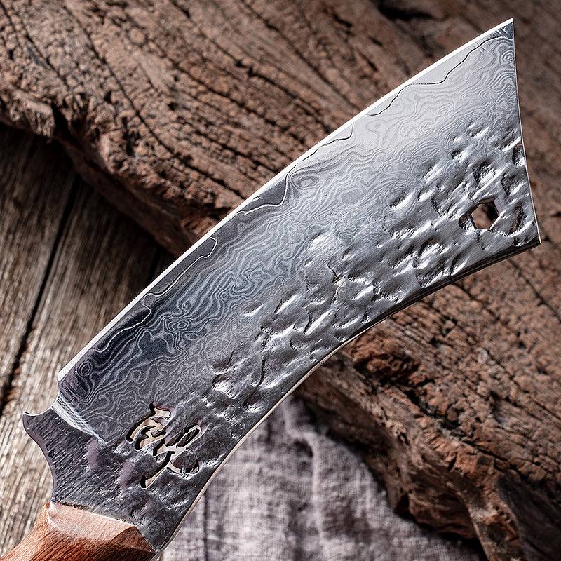 Damascus Steel Knife With Leather
