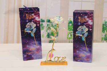 24k Luminous Color Gold Rose Flower Set