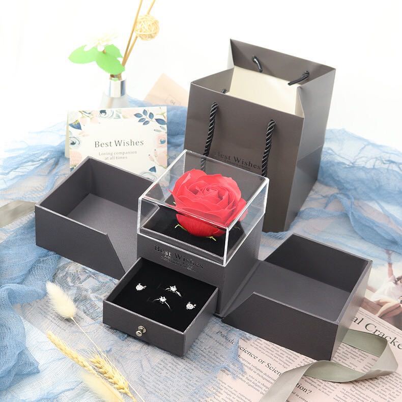 Flower Soap Rose & Jewelry Box Set