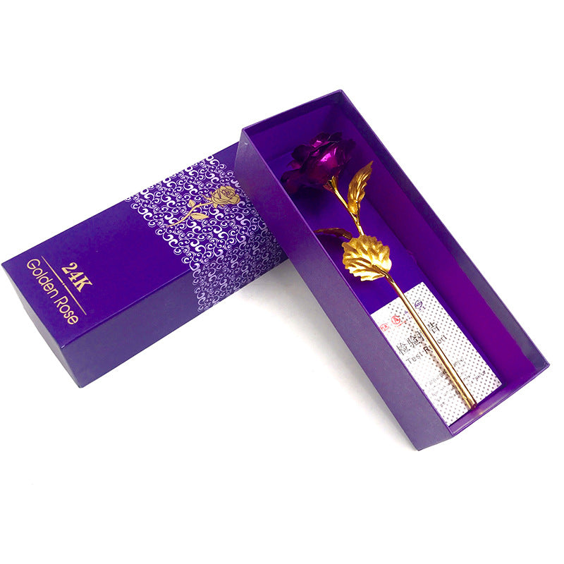 24k Luminous Color Gold Rose Flower Set