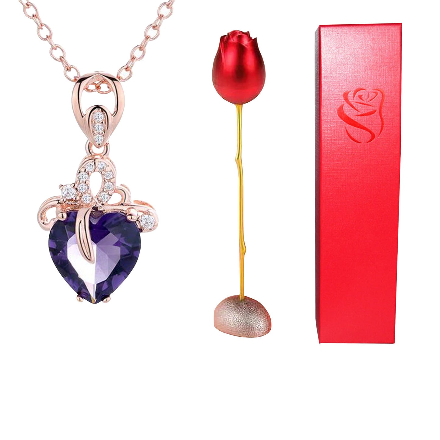 Surprise!! Heart shaped pendant delivered in a Rose flower