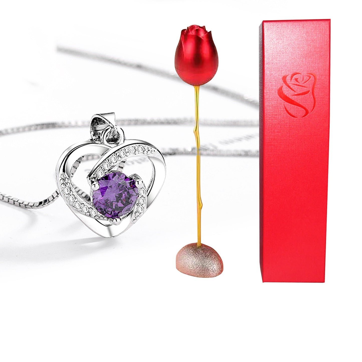 Surprise!! Heart shaped pendant delivered in a Rose flower