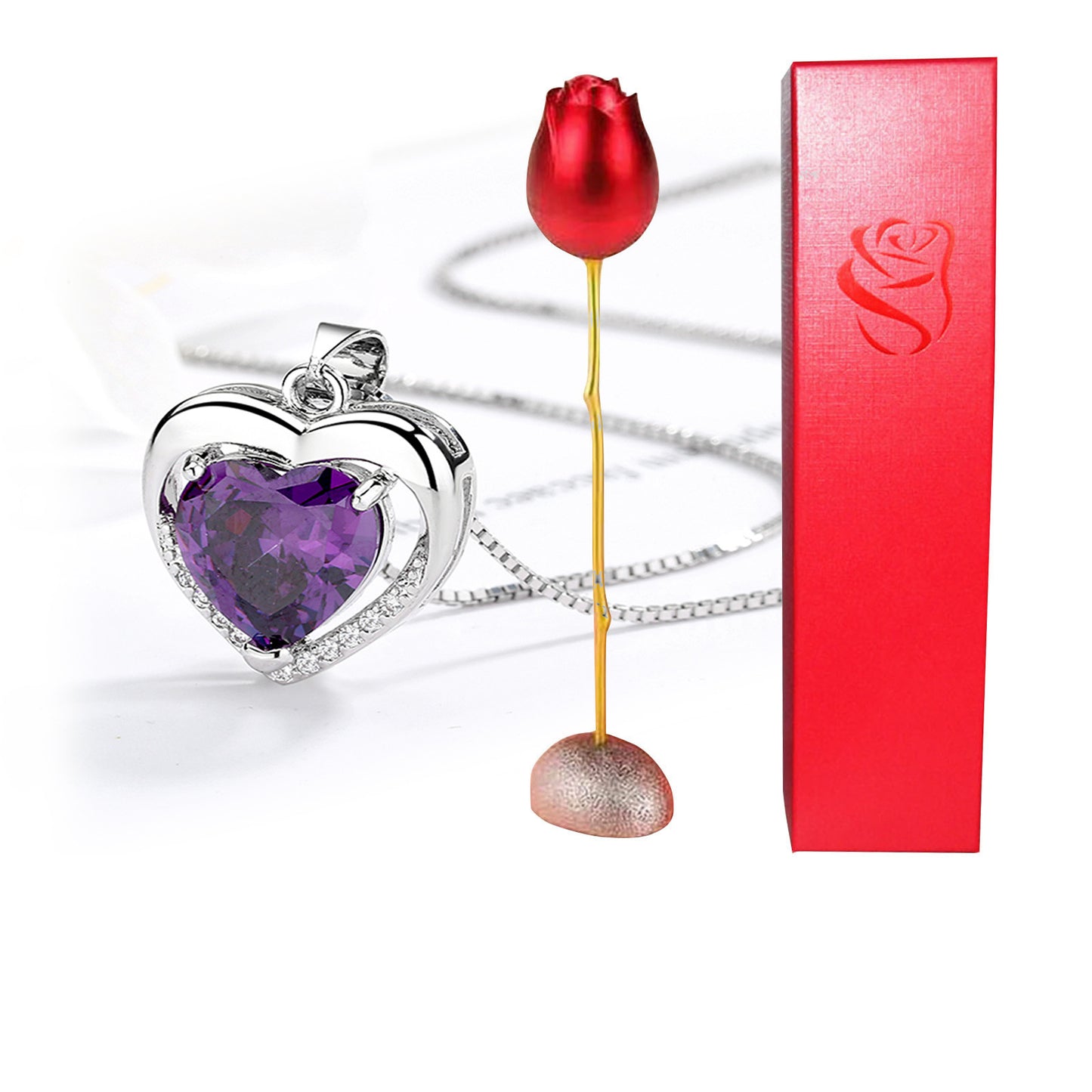 Surprise!! Heart shaped pendant delivered in a Rose flower