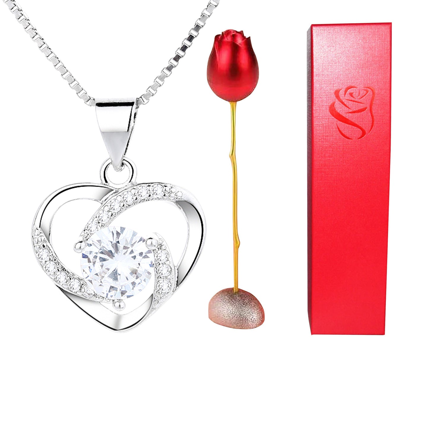 Surprise!! Heart shaped pendant delivered in a Rose flower