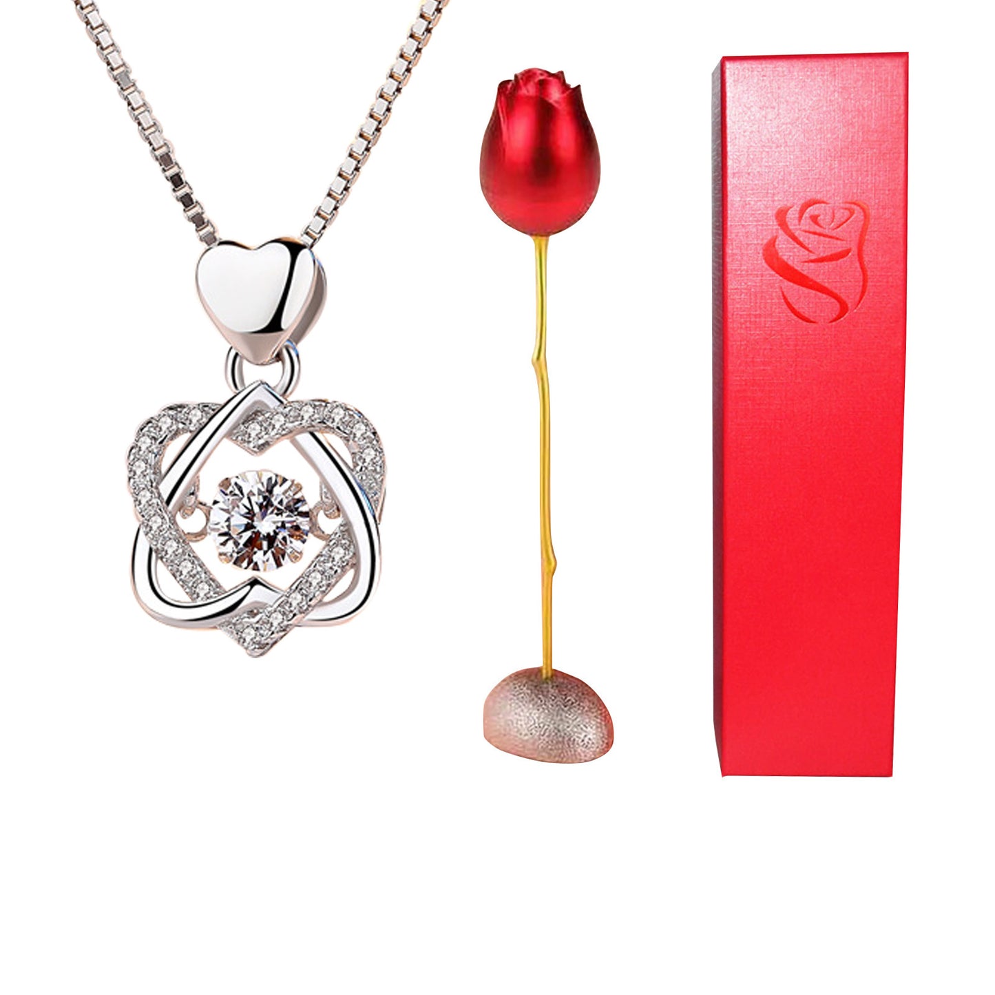 Surprise!! Heart shaped pendant delivered in a Rose flower