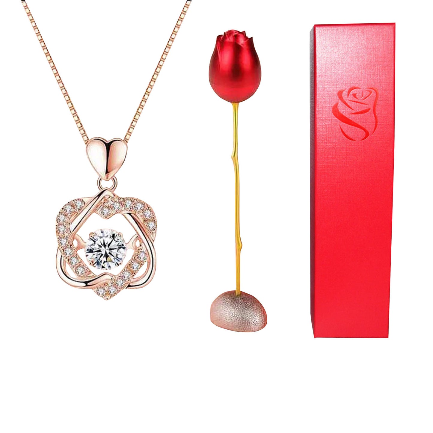 Surprise!! Heart shaped pendant delivered in a Rose flower