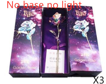 24k Luminous Color Gold Rose Flower Set