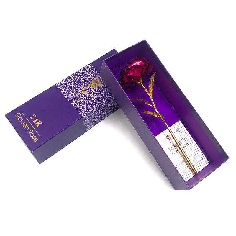 24k Luminous Color Gold Rose Flower Set