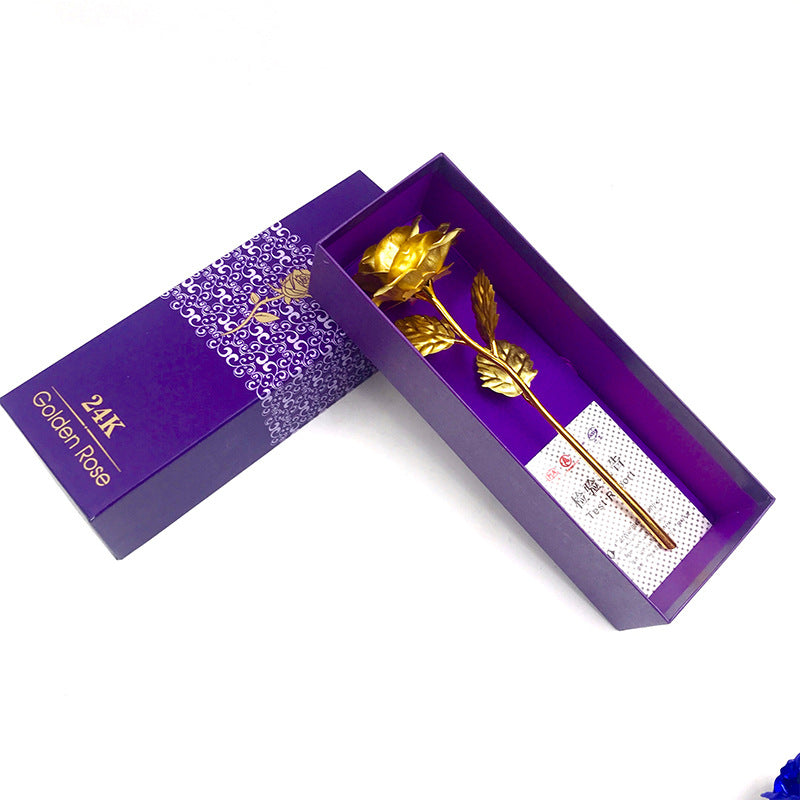24k Luminous Color Gold Rose Flower Set