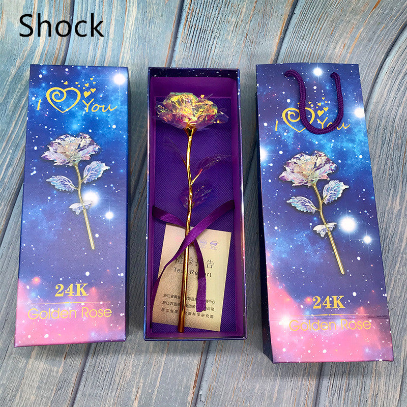 24k Luminous Color Gold Rose Flower Set
