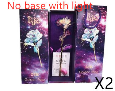24k Luminous Color Gold Rose Flower Set
