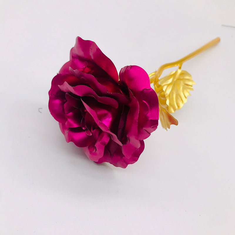 24k Luminous Color Gold Rose Flower Set