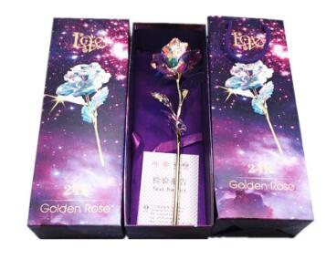 24k Luminous Color Gold Rose Flower Set