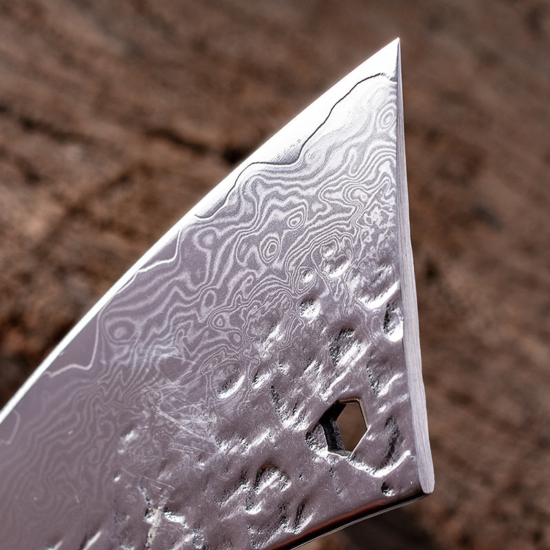 Damascus Steel Knife With Leather