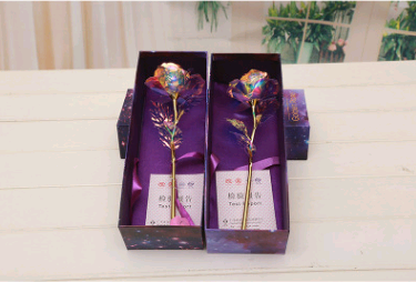 24k Luminous Color Gold Rose Flower Set