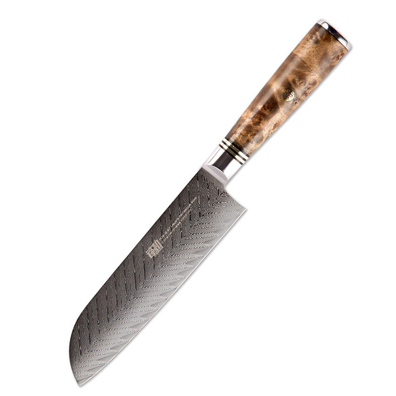 7 inch shadow wood AUS10 Damascus Sande knife