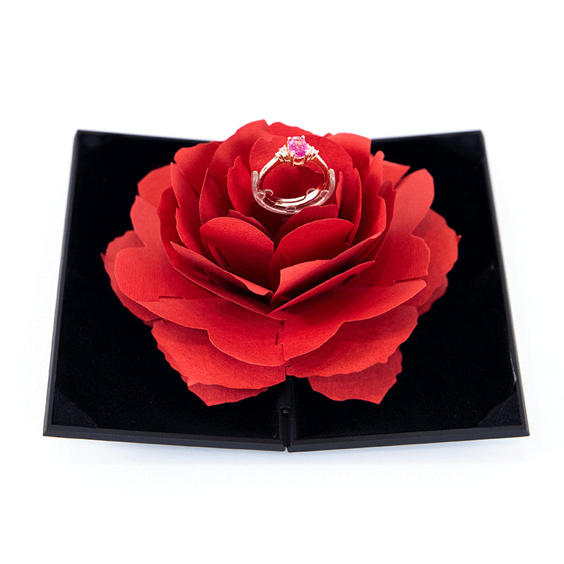 Heart-shaped Rose Flower rotating ring Box