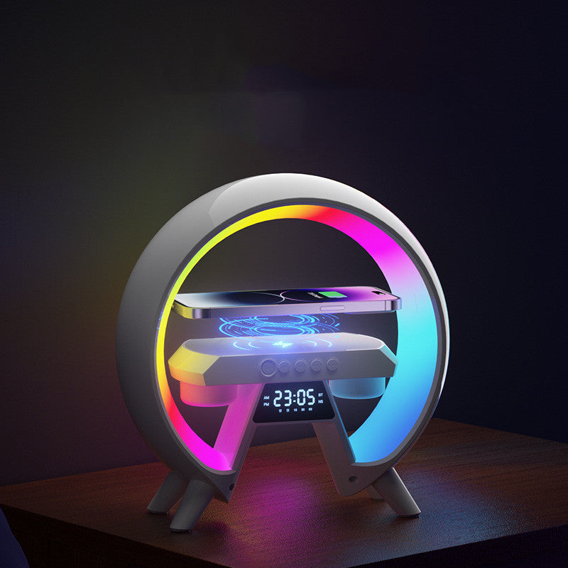 Colorful Bedside with Clock Light Wireless Charger