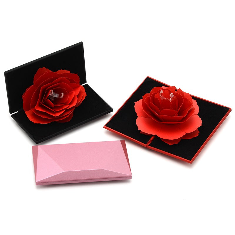 Heart-shaped Rose Flower rotating ring Box
