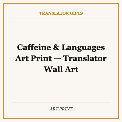Caffeine & Languages Art Print — Translator Wall Art