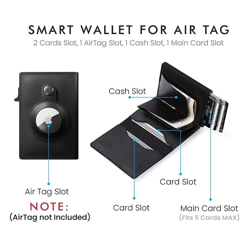 Leather Wallet Airtags RFID Blocking