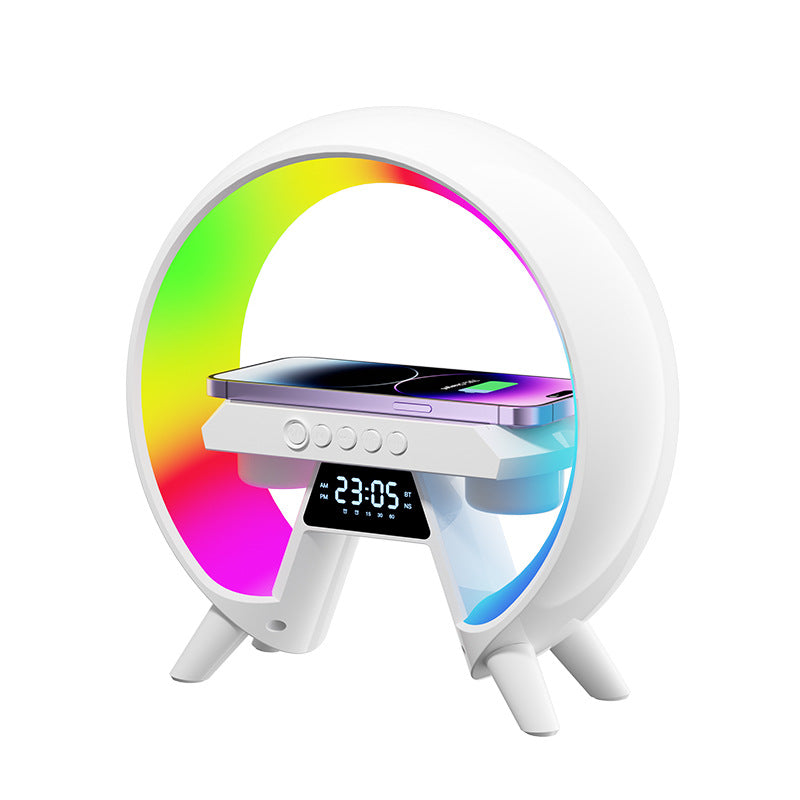 Colorful Bedside with Clock Light Wireless Charger