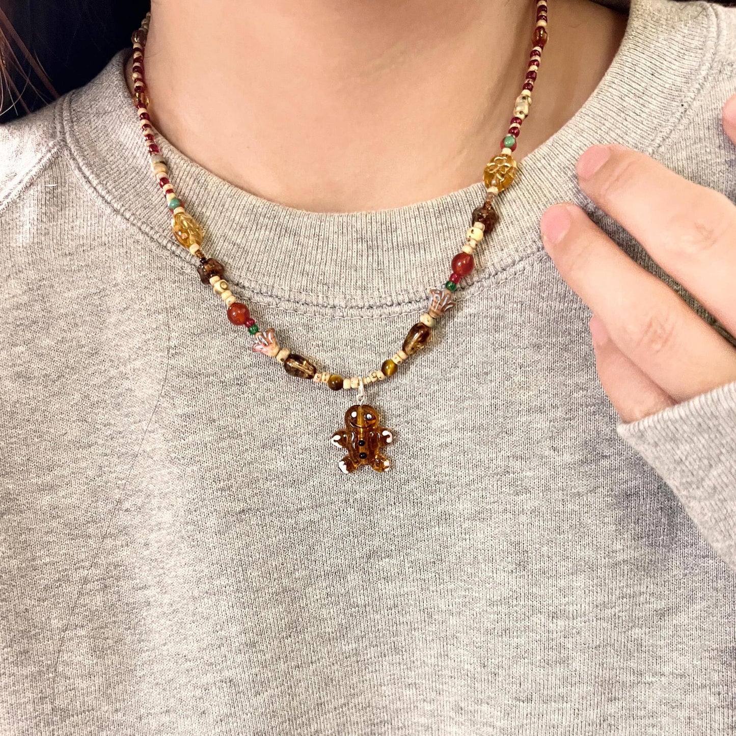 stylish Gingerbread Man necklace