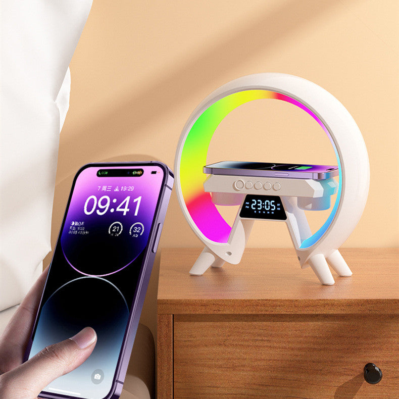 Colorful Bedside with Clock Light Wireless Charger
