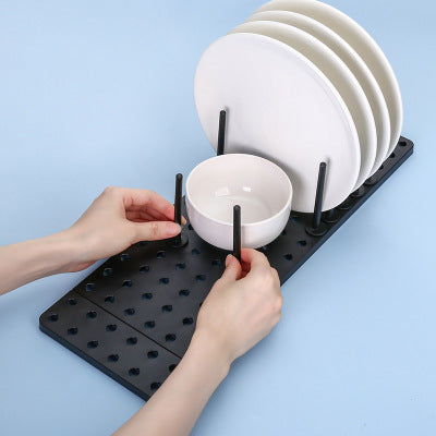 Kitchen Drawer Non Slip Partition Bowl Dish Storage Drain Rack