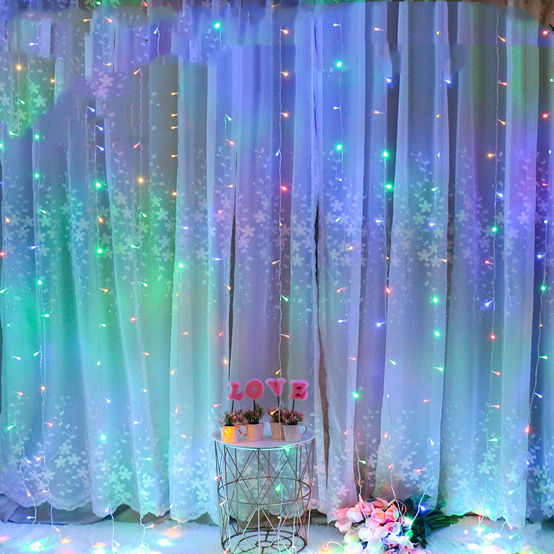 Voltage Curtain Light 3x3 Meters 300 Lights Icicle Light Solar Holiday Lantern String Waterproof Copper Wire String Light