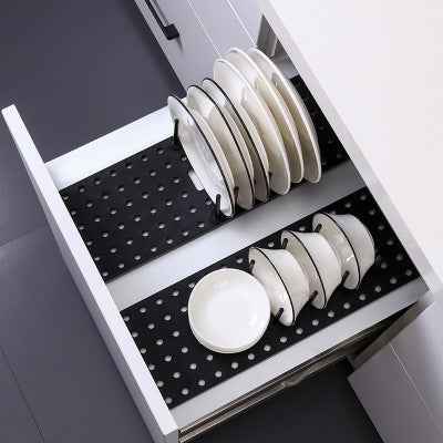 Kitchen Drawer Non Slip Partition Bowl Dish Storage Drain Rack