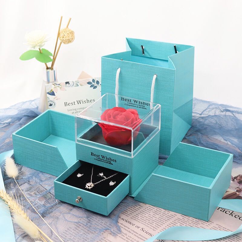 Flower Soap Rose & Jewelry Box Set