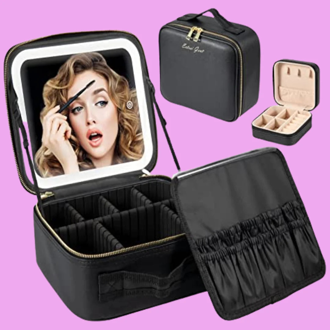 Travel Makeup Bag with Mirror