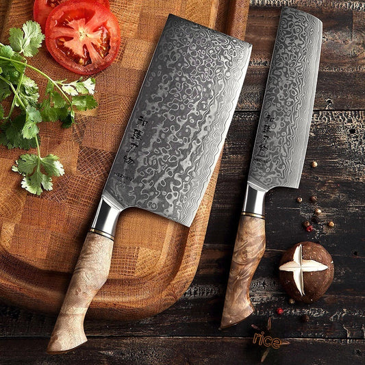KD 67 Layer Damascus Knife Set - Nakiri Knife
