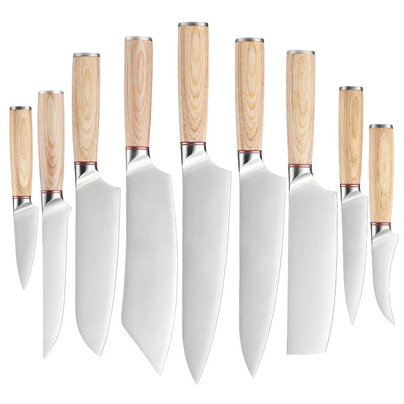 Stainless Steel Chef Sande Cutting Meat Fruit Series 9-piece Kitchen Knife Set