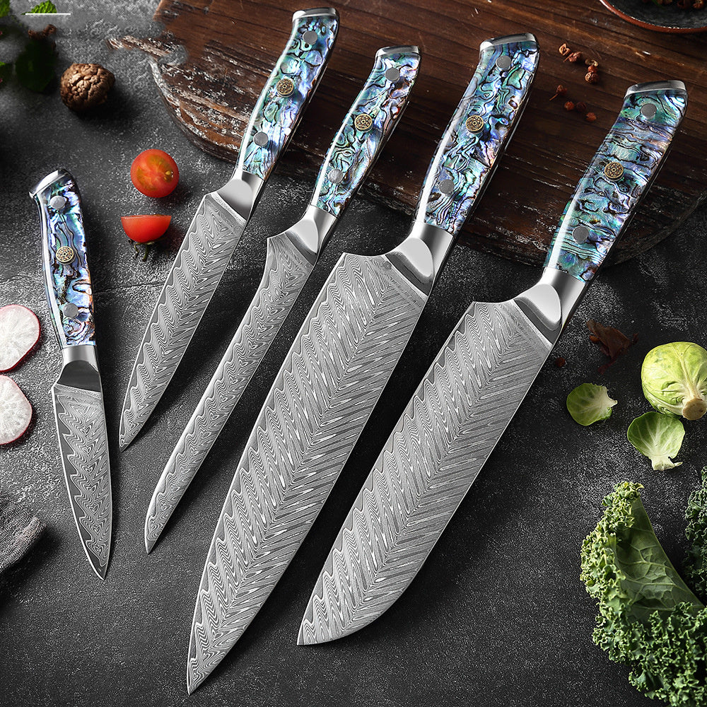 damasco knifes with Abalone Shell hand material