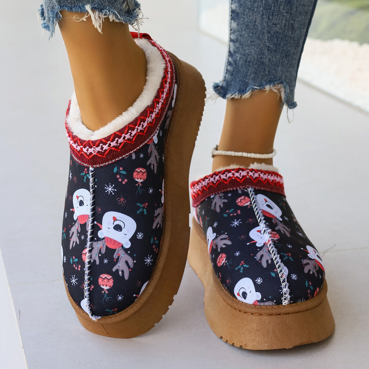 Christmas Print Ankle shoes
