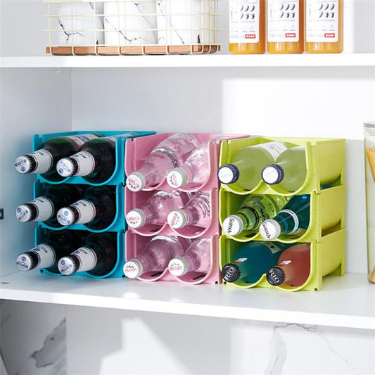 Refrigerator and cupboard water bottle storage