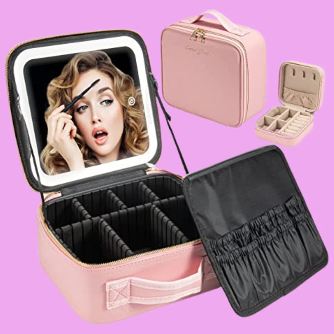 Travel Makeup Bag with Mirror