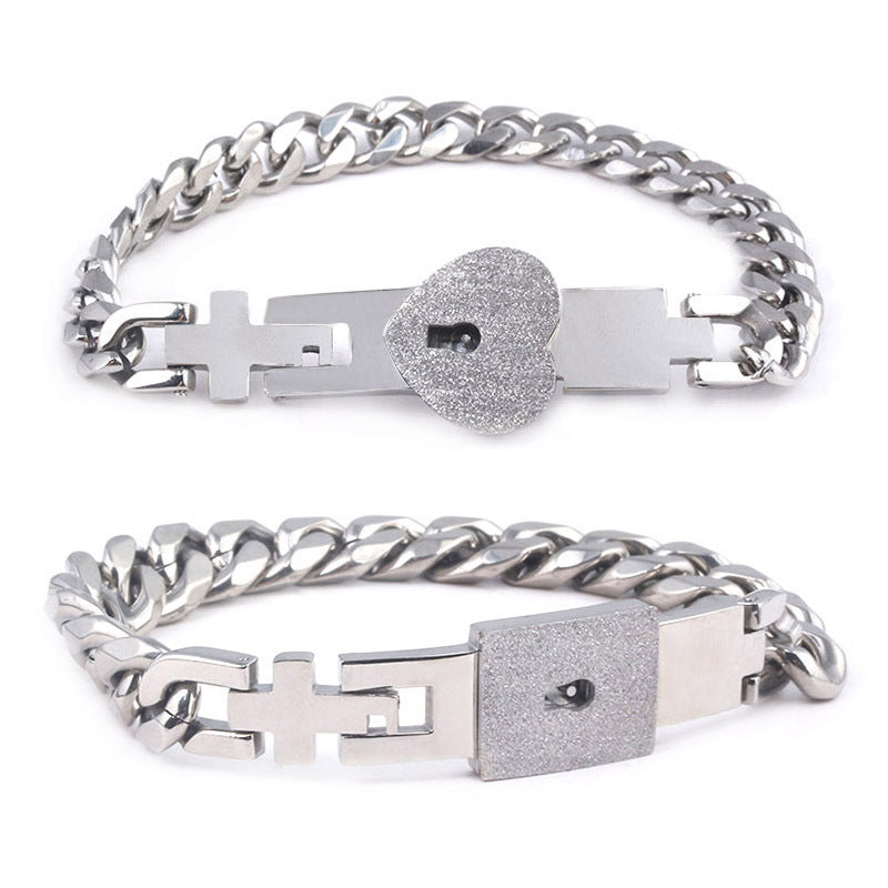 Titanium Steel Couple Love Lock, Bracelet, Key Set, Necklace