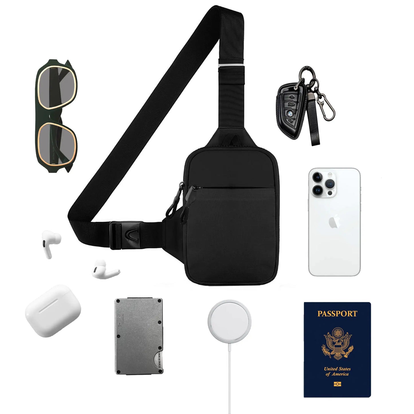 Black Travel Sling Bag