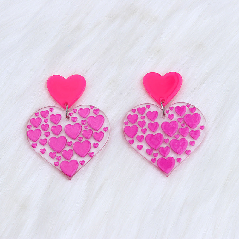 Rose Red Love Heart Stud Earrings