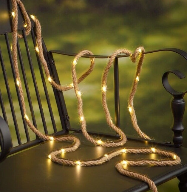  Solar Hemp Rope String Copper Wire LED 