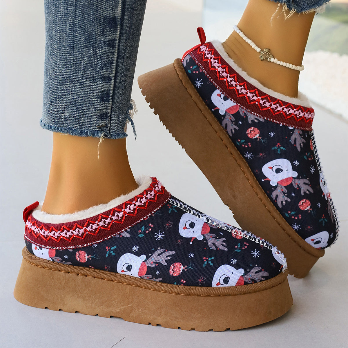 Christmas Print Ankle shoes