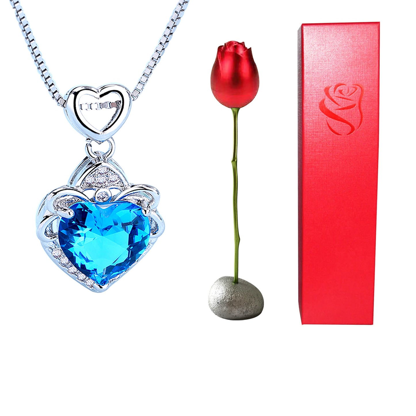 Surprise!! Heart shaped pendant delivered in a Rose flower