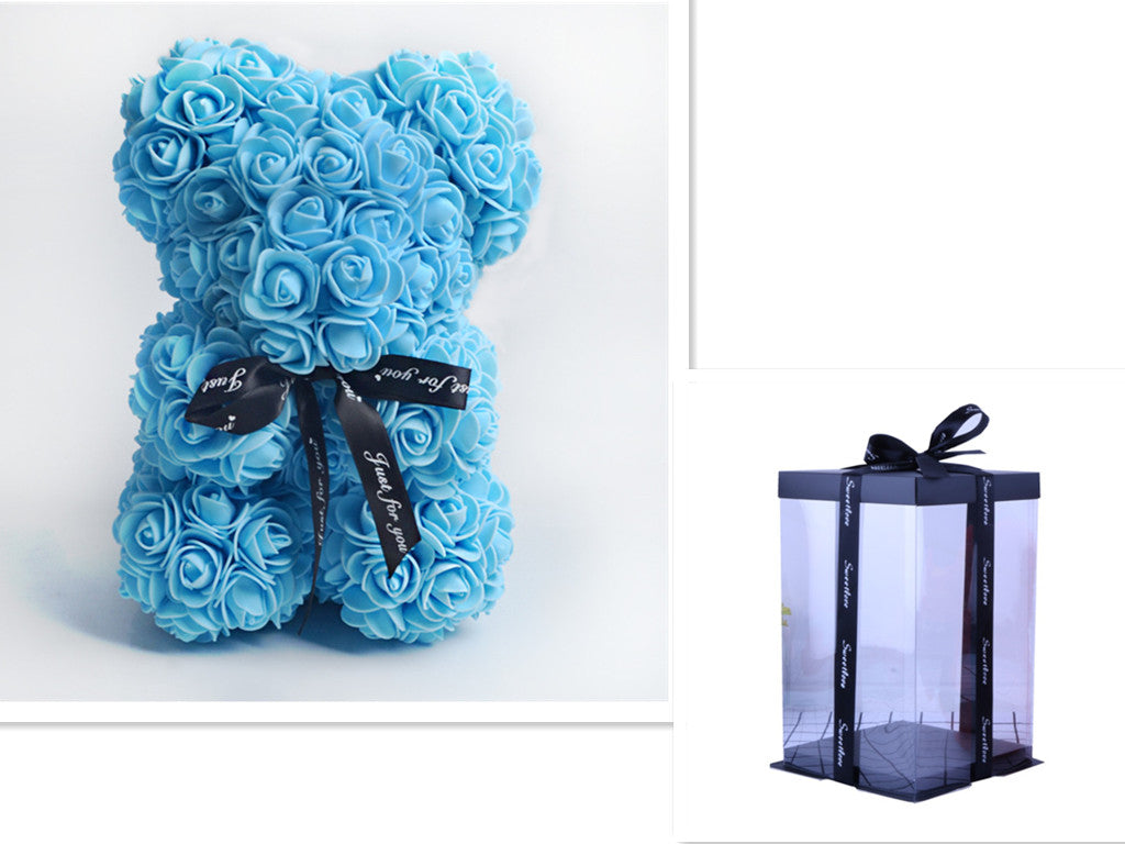 Rose Flower Teddy Bear Valentines gift for her