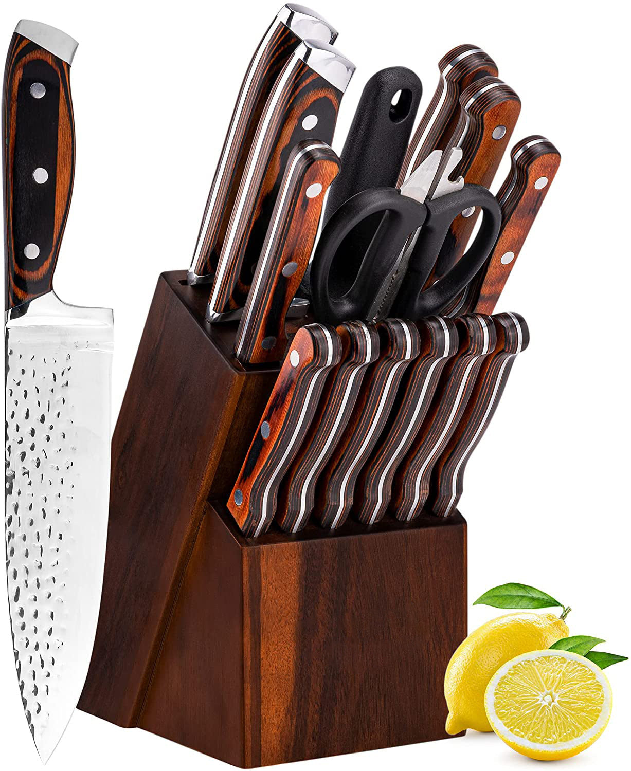 Set Of 15 Hammered And Forged Chef's Knives For Domestic Use