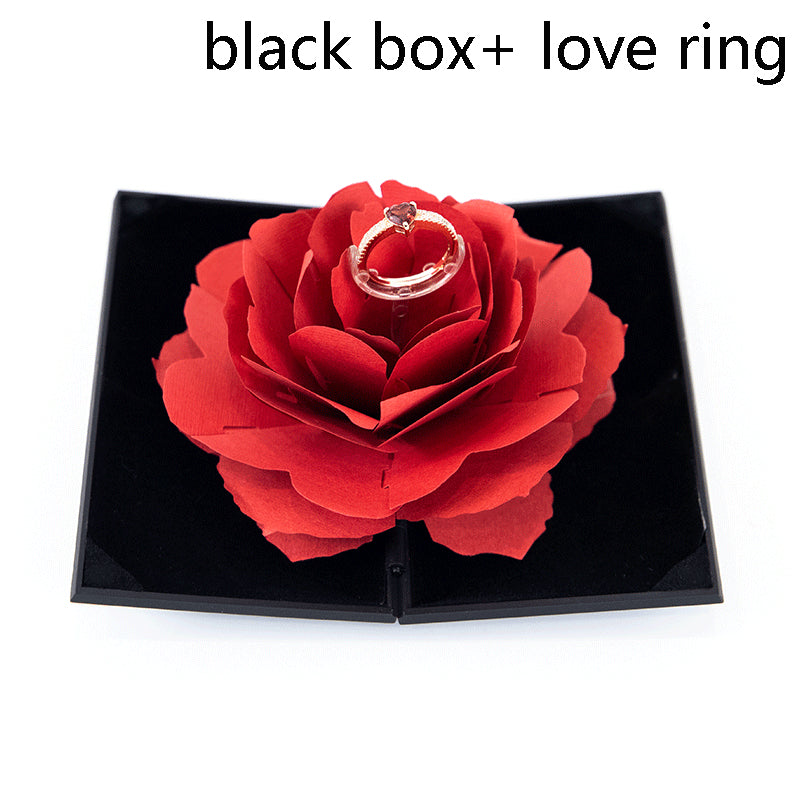 Heart-shaped Rose Flower rotating ring Box