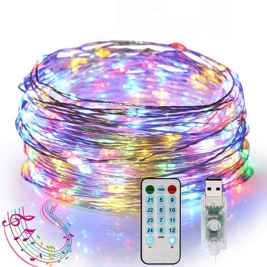 Voice Control USB Music Light String Led Copper Wire Light String Party Decoration Light