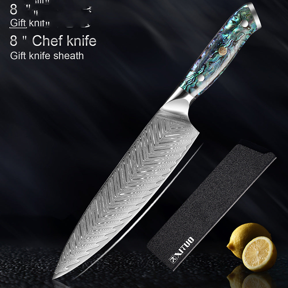 damasco knifes with Abalone Shell hand material